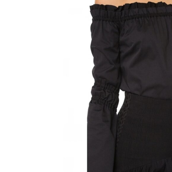 Zac Posen Dakota Blouse Black Off The Shoulder Size 4 Shopbop Bell Sleeve Top - Picture 13 of 13